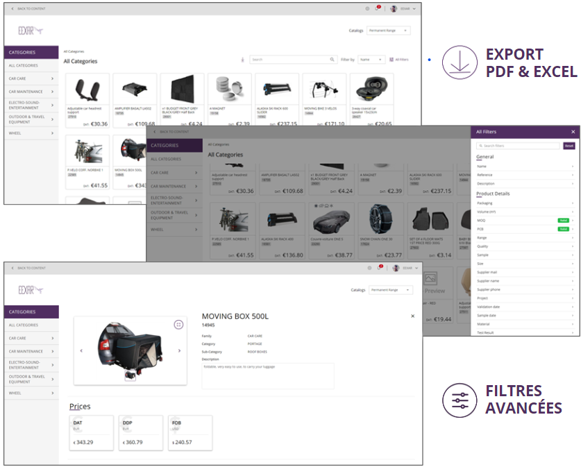 Catalogue en ligne de plateforme sourcing et achat